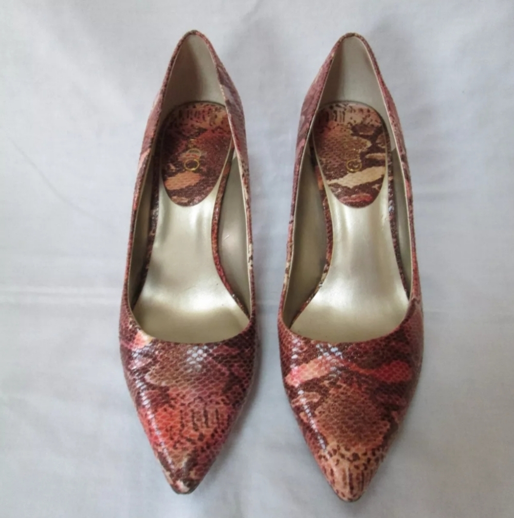 Nine & Co. Faux Python Brownish Snake Skin Heels, size 8